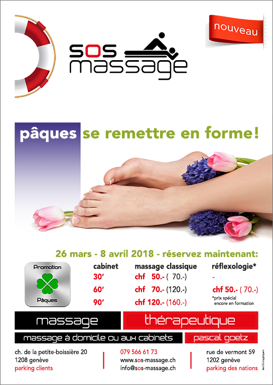 massage Genève, réflexologie plantaire promotion Pâques 2018